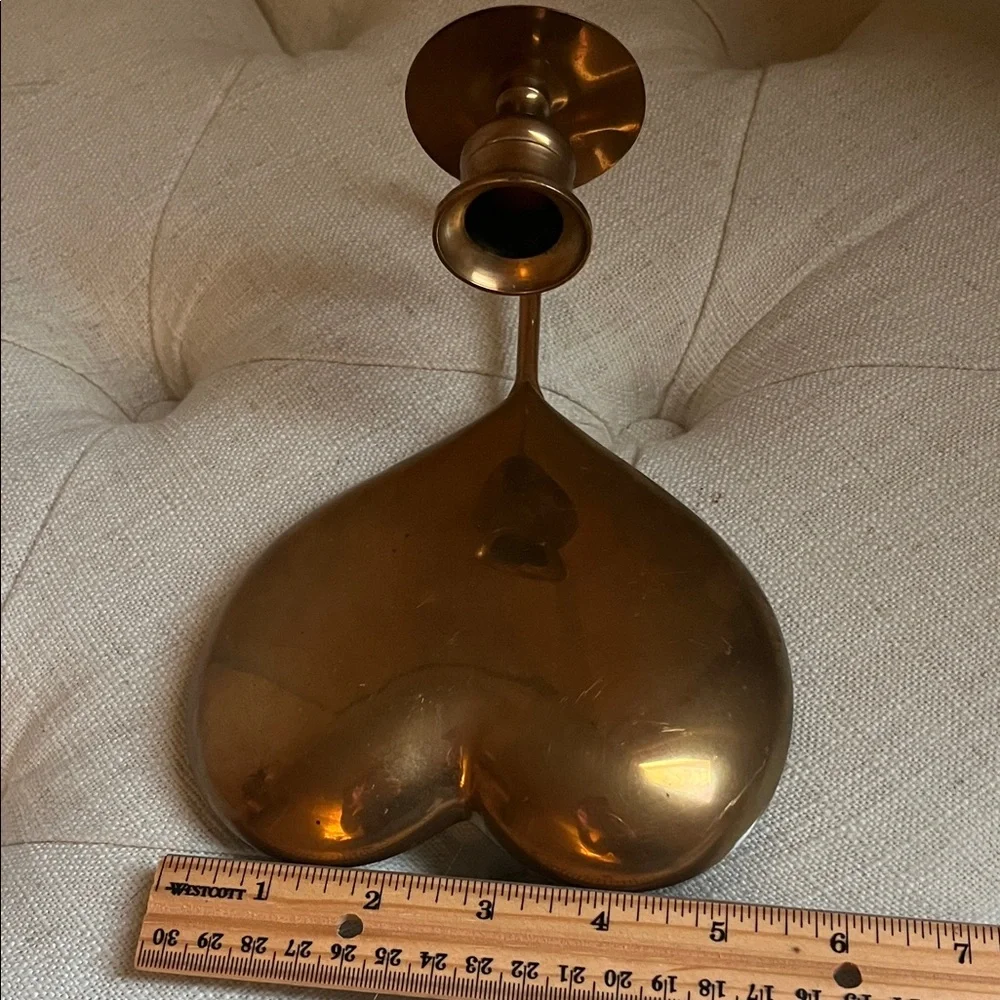 Vintage 1986 Brass Boho Chic Cottage-core Raised Heart Wall Candle Sconce